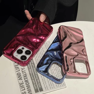 แฟชั่นพับริ้วรอย3DซิลิโคนสําหรับiPhone 17 15 14 13 12 Pro Max 16 Plus 11 Soft Electroplatedกันชนฝาครอบโทรศัพท์