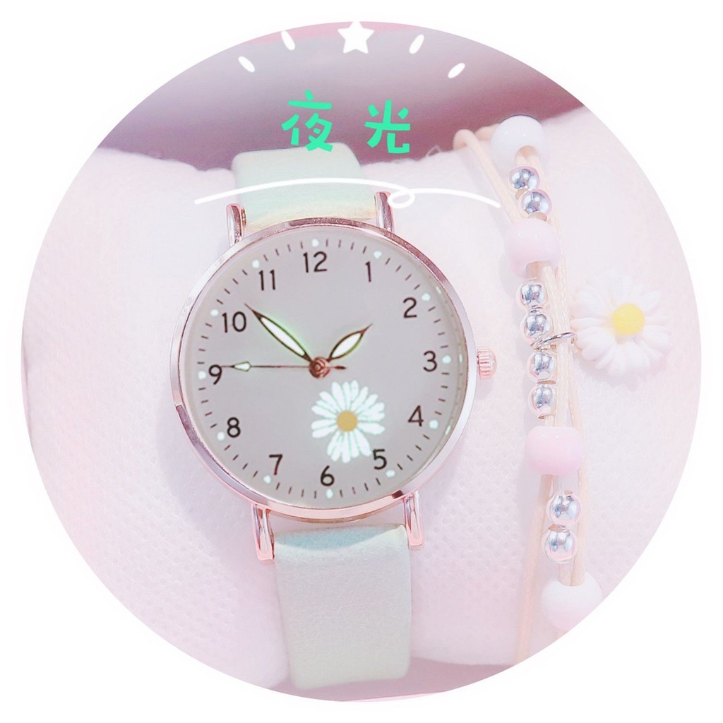 G Kwon Zhilong Luminous Daisy Watch Girl Junior High School Student เวอร์ชั่นเกาหลี Simple Fresh Mori สไตล์ ins Preppy