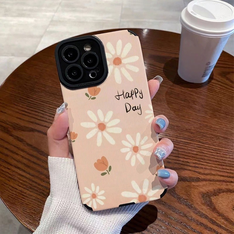เคสสําหรับ iPhone 11promax 12/13/14plus 15/16promax 7/8plus Xsmax ลายดอกไม้เดซี่สวยป้องกันการล่มสลายซิลิโคนผิว
