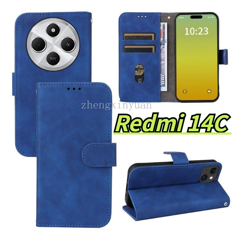 ปลอกสําหรับ XIAOMI POCO C75 Redmi 14C 4G 5G 2024 เคสโทรศัพท์ผิวรู้สึกพลิกปกหนังสําหรับ POCOC75 C 75 