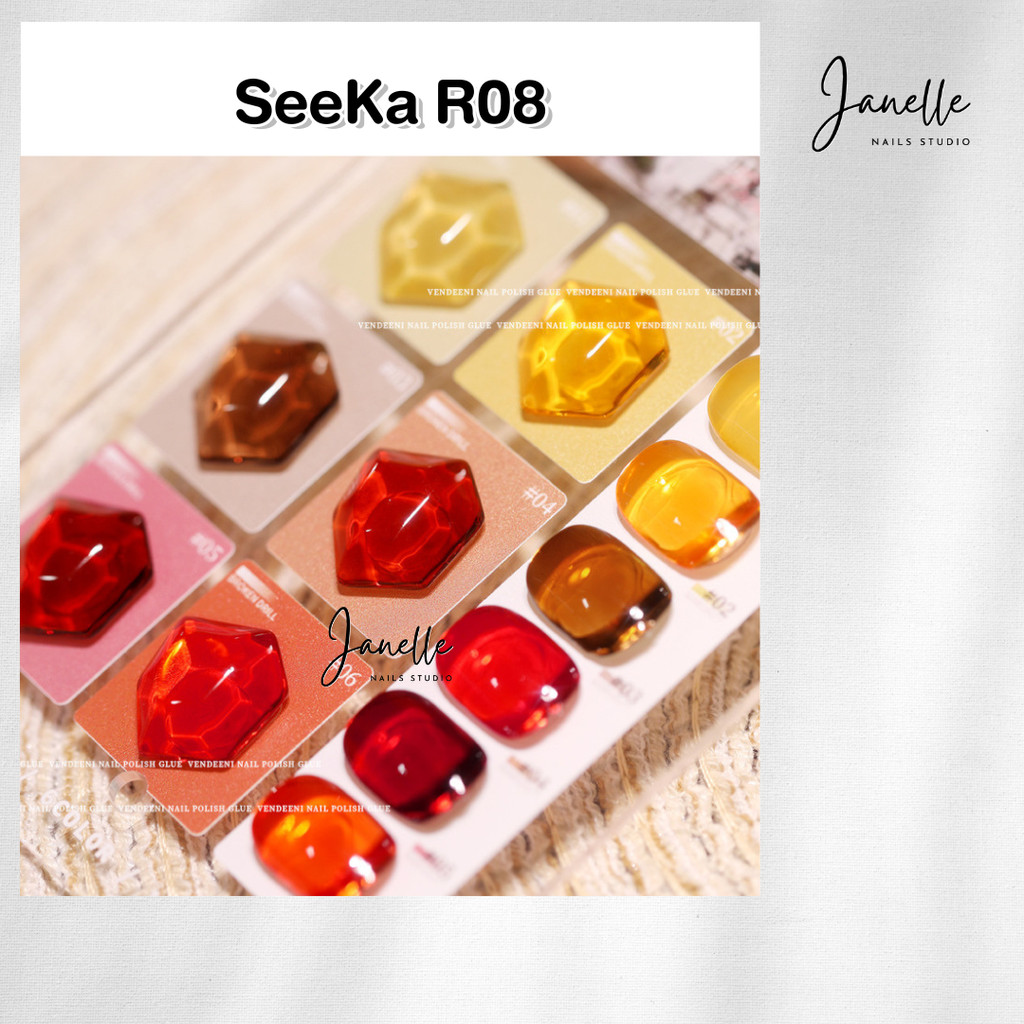 สีเจล Seeka รหัสR08 สีเจล เซ็ท6สี แถมชาร์ต 15ml - Janelle