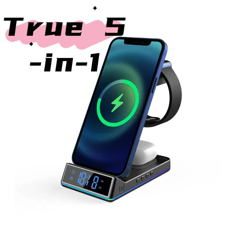 5 In 1 30W พับ Wireless Charger Stand RGB Dock นาฬิกา LED Fast Charging Station สําหรับ iPhone Samsung Galaxy นาฬิกา 5/4 S22 S21