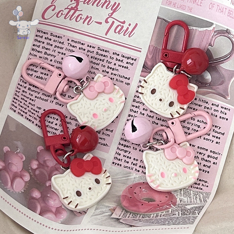 [San] Kawaii Hello Kitty พวงกุญแจอะนิเมะ Sanrio KT แมวโทรศัพท์จี้หูฟัง Ch กระเป๋าตกแต่งรถพวงกุญแจ POP
