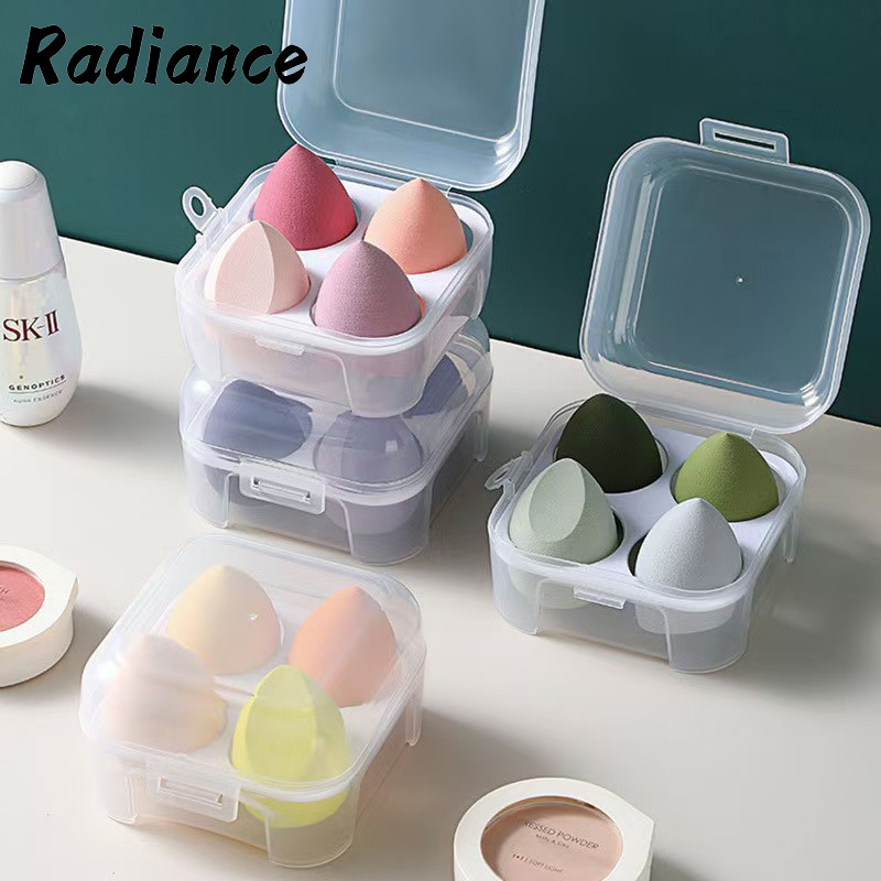 RADIANCE 4 พัฟฟองน้ำแต่งหน้า ชุดสุดคุ้ม นุ่มพิเศษ สำหรับแต่งหน้าเปียกและแห้ง ทรงรีและทรงหยดน้ำ