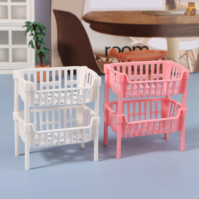 [TA] 1/12 Dollhouse Mini Food Fruit Storage Baskets Dollhouse Stackable Basket Dollhouse Decorative Accessories TH