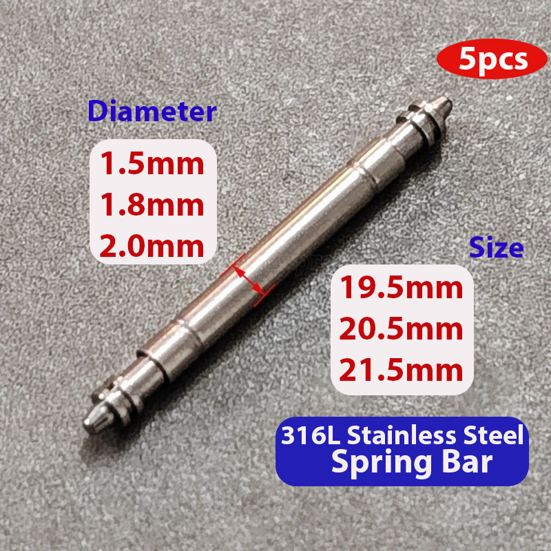 5ชิ้น316ล สแตนเลสสปริงบาร์1.5/1.8/2.0มิลลิเมตรเส้นผ่าศูนย์กลางนาฬิกาวงลิงค์ หมุด นาฬิกาอุปกรณ์เสริม19.5มิลลิเมตร20.5มิลลิเมตร21.5มิลลิเมตรนาฬิกาเปลี่ยนแถบฤดูใ