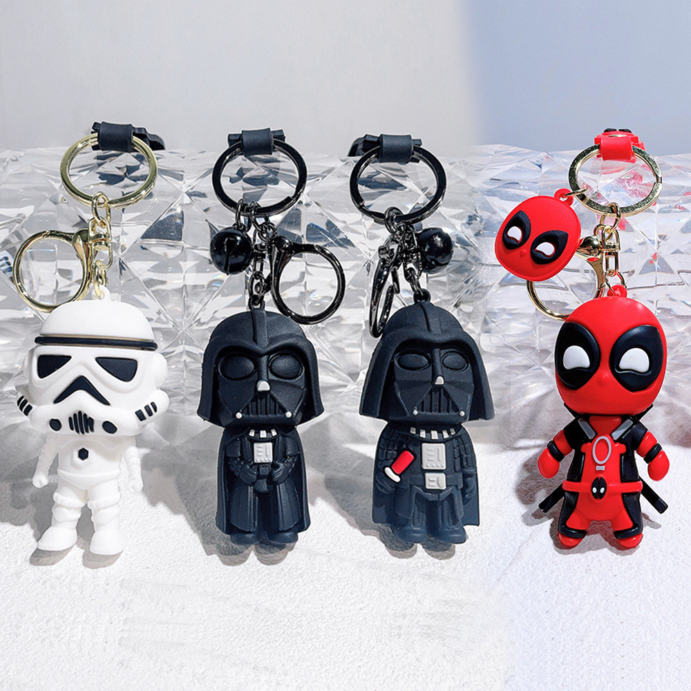 Deadpool Star Wars พวงกุญแจสีดํา Samurai พวงกุญแจ PVC คู่กระเป๋าประณีตรถพวงกุญแจจี้