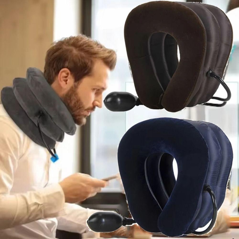 Wellnessspot Inflatable Air Neck Stretcher, อุปกรณ์ดึงคอป้องกันสบาย, ป้องกันปากมดลูกไปข้างหน้า Lening Semi-Plush Soft Neck Cervical Collar หมอน - รูปที่ 6