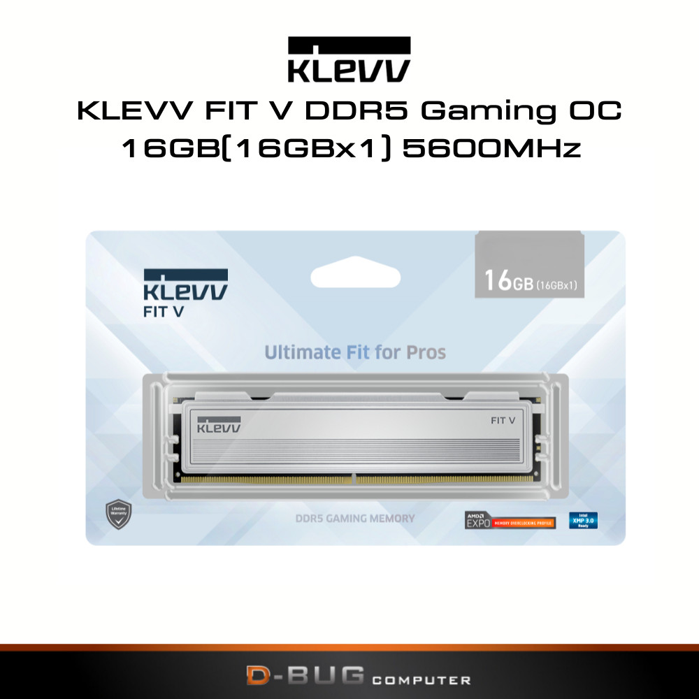 KLEVV FIT V DDR5 Gaming OC Memory - 16GB(16GBx1) 5600MHz