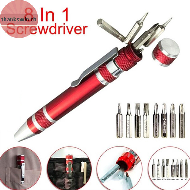 Thankswin 8 In 1 Pocket Precision Mini ไขควงปากกาซ่อมเครื่องมือมือชุด th