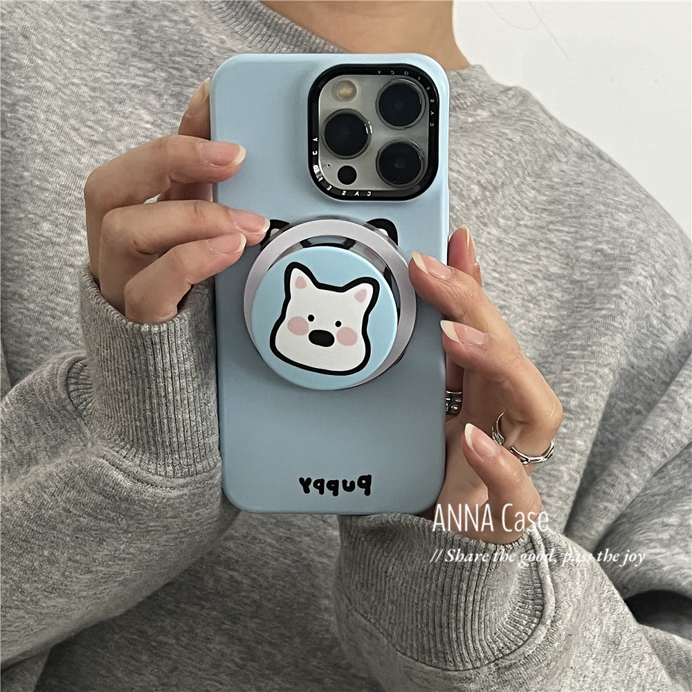 การ์ตูนน่ารักสุนัขเคสโทรศัพท์แม่เหล็กสําหรับiphone15 14 13 12 Pro Maxปลอกป้องกันการกระแทกป้องกันกล้องมีน้ําค้างแข็งฮาร์ดปกหลัง