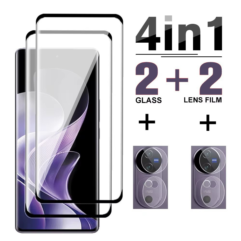 ฟิล์มกระจกนิรภัย 4in1 สําหรับ vivo V40 5G เลนส์กล้องป้องกันกระจกป้องกันหน้าจอสําหรับ vivoV40 vivo V 
