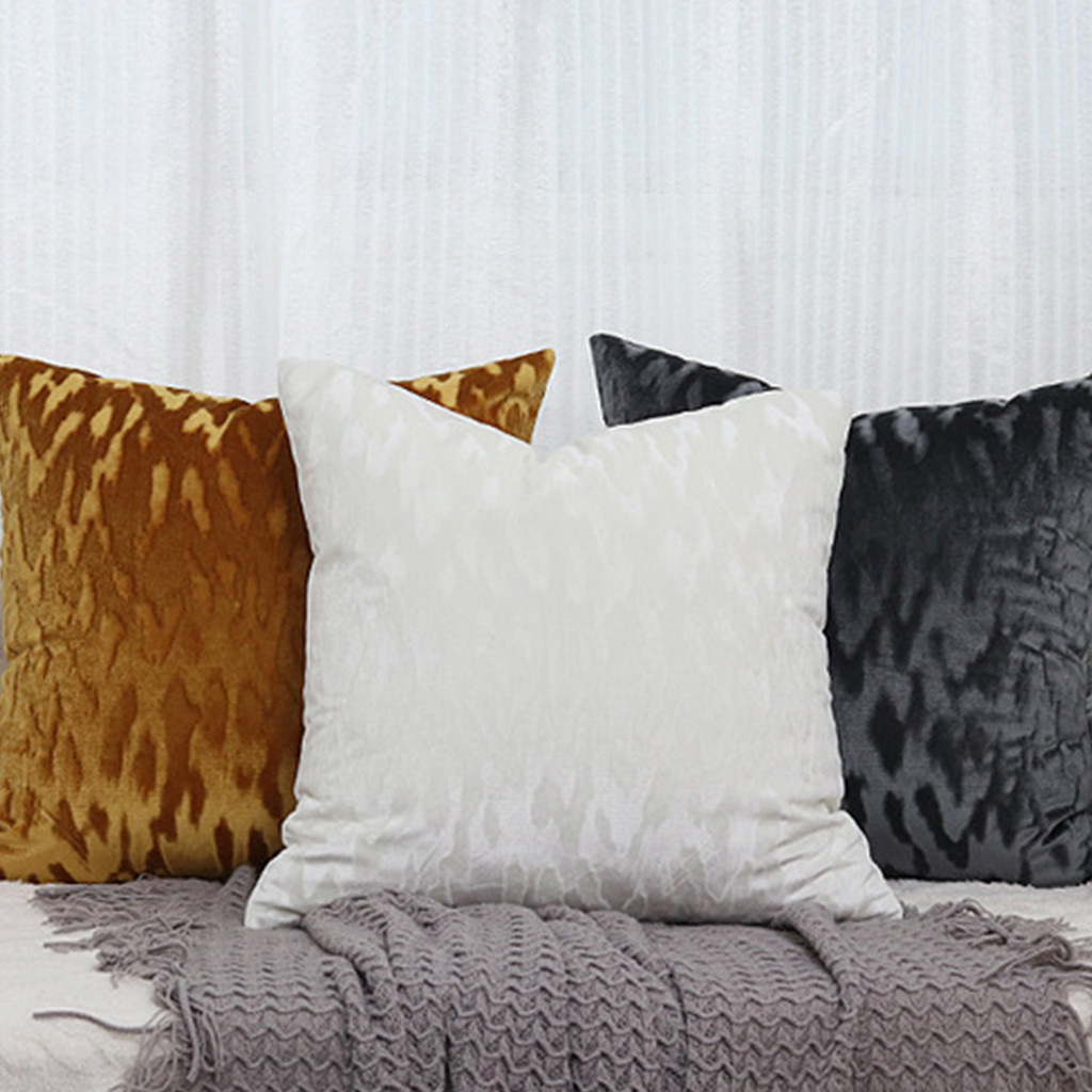 Nordic Simple WAVE Pattern Solid Color Velvet pillow COVER Dark Pattern pillow COVER