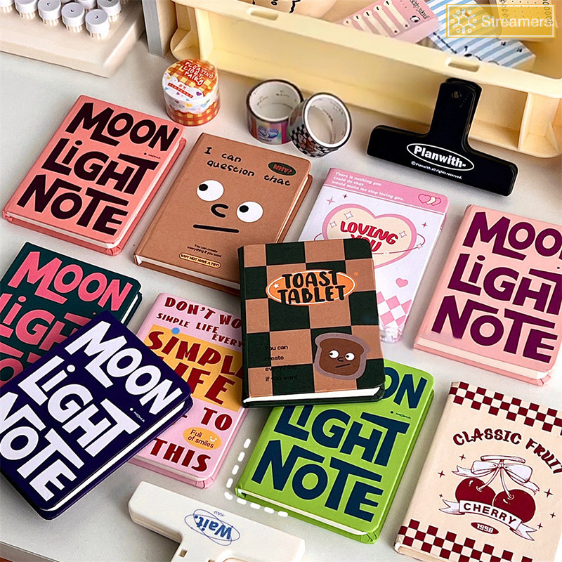{Streamers} A7 American Retro Cartoon Big English Letter Notebook Portable Pocket Student Mini Journal Book Cute Notepad ใหม่