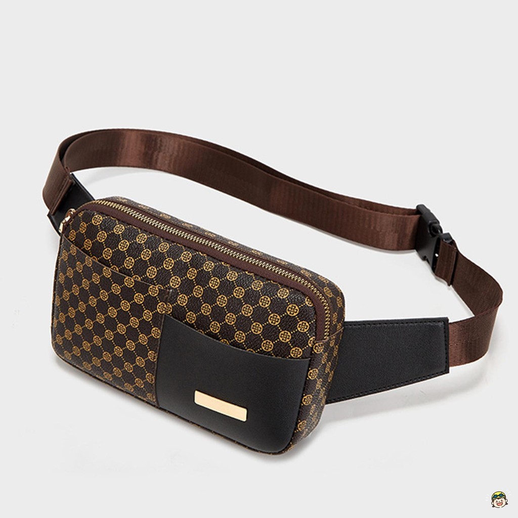 กระเป๋าสะพายข้างผู้หญิง Fanny Packs กระเป๋าเป้สะพายหลังหนัง PU อเนกประสงค์มีซิป