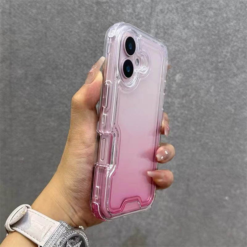 หรูหรา3-ใน-1กันกระแทกไล่โทนสีใสเคสโทรศัพท์สีสําหรับ ไอโฟน 16 มือโปร สูงสุด 15 14 13 12 11 16บวกปลอกเลนส์ป้องกันหนารวมทุกอย่างฮาร์ดปกหลัง ไอโฟน