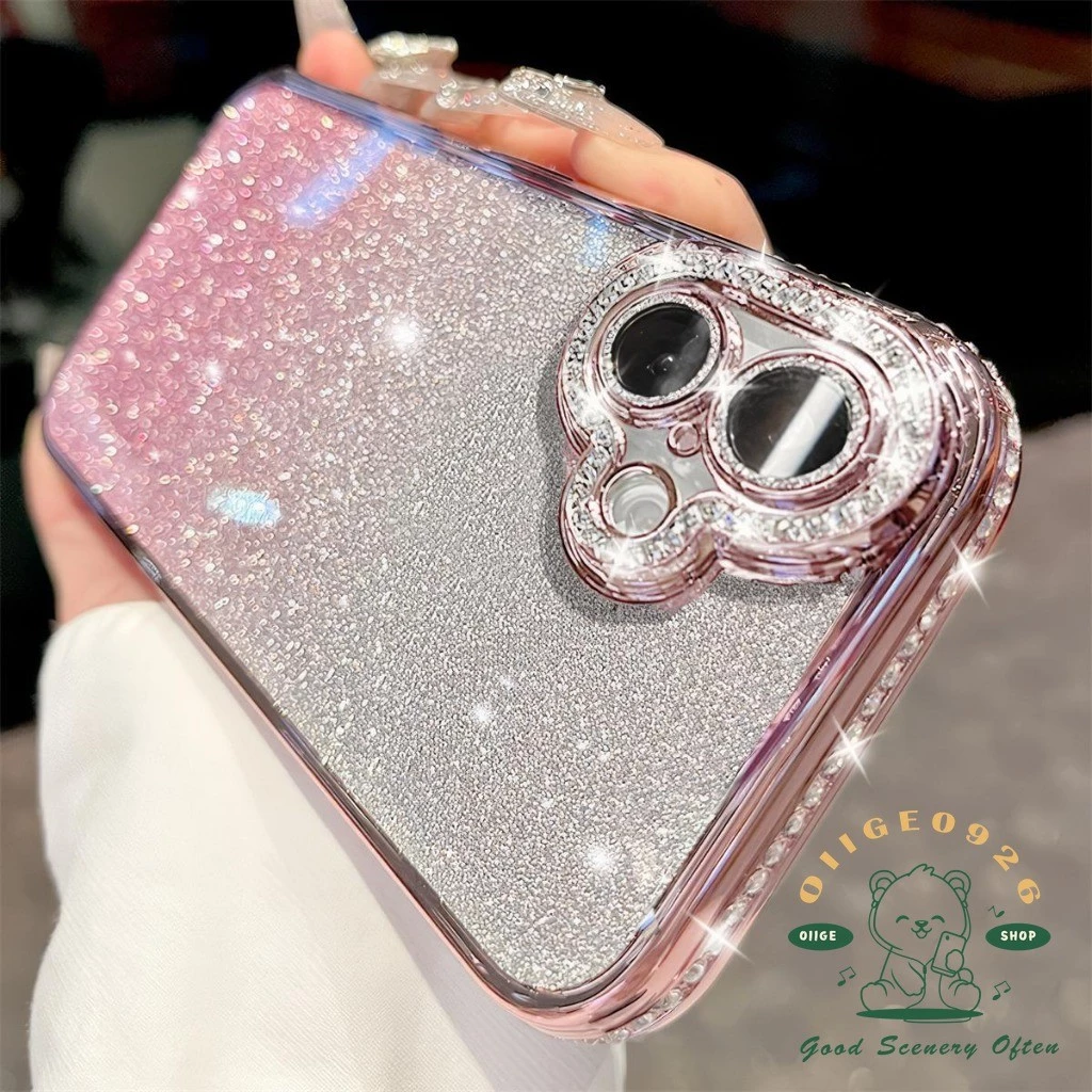 เคส iphone16 ชุบเพชรเคสโทรศัพท์ iphone16 Pro Max 15 14 13 12 11 เคสสําหรับเคส iPhone ซิลิโคนนุ่ม TPU กันกระแทก