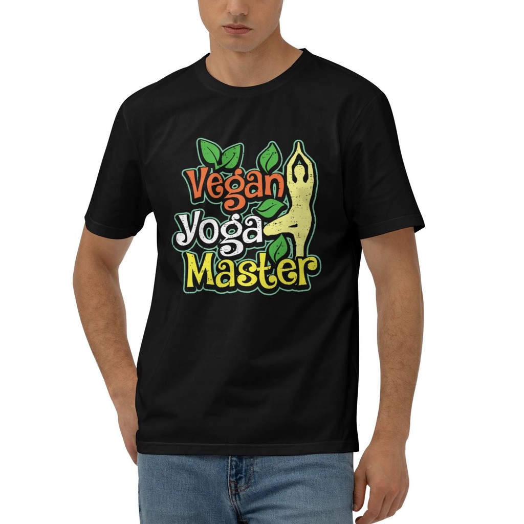 เสื้อยืดแขนสั้น O-คอพิมพ์ยอดนิยมของ Vegan Yoga GuruS มีสไตล์