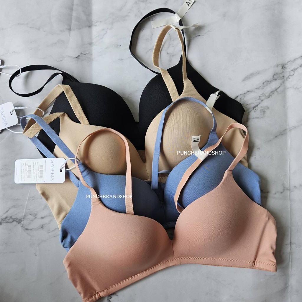 Sabina Habpy Pretty Perfect Level 1 เสื้อชั้นใน ไร้โครง รหัส HBU23015 มีดำ ฟ้า เนื้อ ชมพู