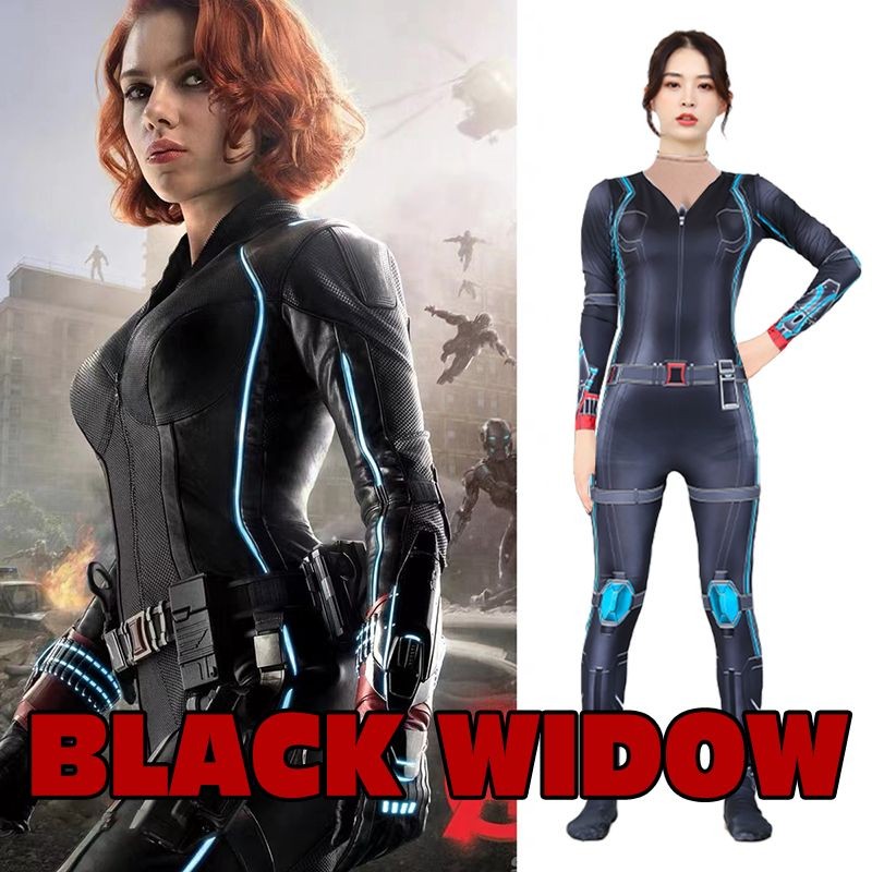 Avengers Endgame cos ชุดฮาโลวีน Black Widow สีขาว Jumpsuit เด็กอะนิเมะ Cool