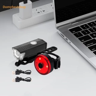 🚚 จักรยาน LED USB ไฟหน้าแบบชาร์จไฟได้ไฟท้ายชุดจักรยานไฟหลังด้านหน้า [Domybestshop.th]