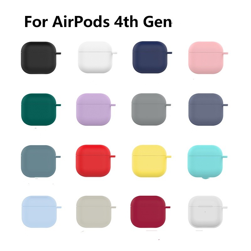 Solid Color Soft Silicon Casing FOR AIRPODS 4 Protective Case Bluetooth Wireless Headphone Protect Cover Handheld Shockproof Protection Shell