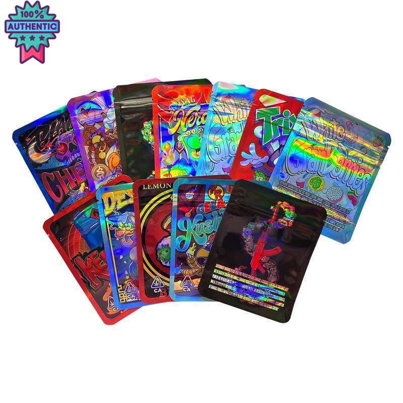 Glossy Colorful Mylar Zip Bags size 3.5g