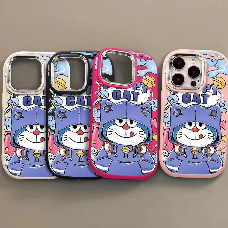แฟชั่นและน่ารักเสื้อผ้าสีฟ้า Dingdang Cat เคสโทรศัพท์สําหรับ IPhone 11 12 13 14 15 Pro Max XR X/XS Max 7 8 Plus อิสระขนาดใหญ่รูเลนส์กรอบซิลิโคนนุ่ม