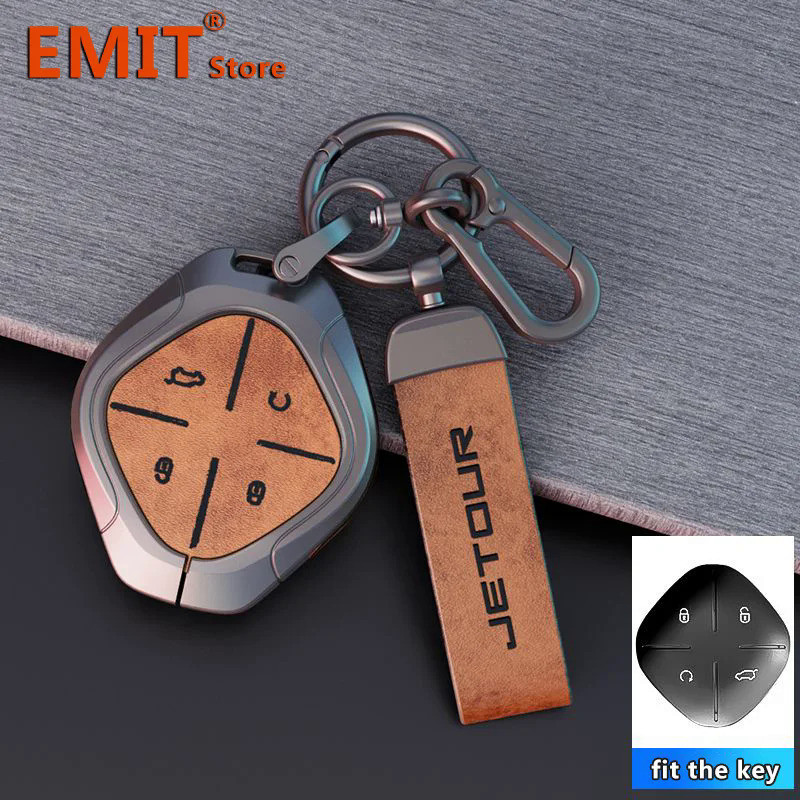 Zinc Alloy + Leather Cover Fit for Chery Jetour Dashing IDM I-DM X-1 Plus Car Key Full Case Shell Ba
