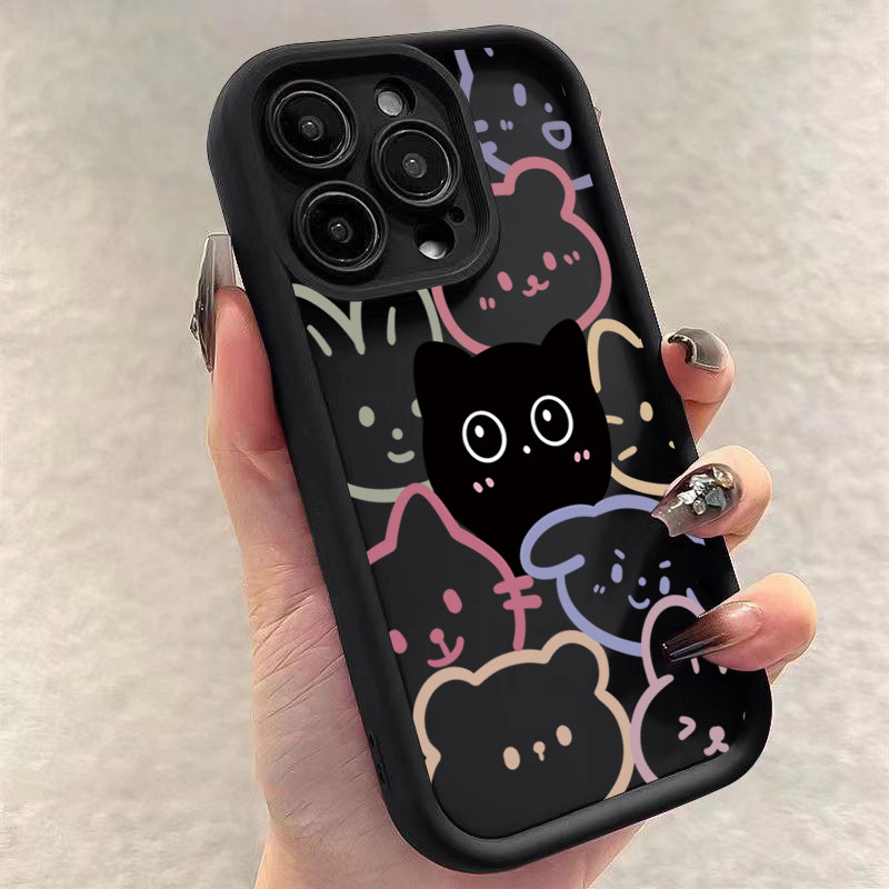 ปลอกสําหรับ Samsung S24 S23 Ultra S23 FE S22 S21 Plus S20 S21 FE Line Graffiti ลูกแมวซิลิโคนอ่อนนุ่ม Matte Cover