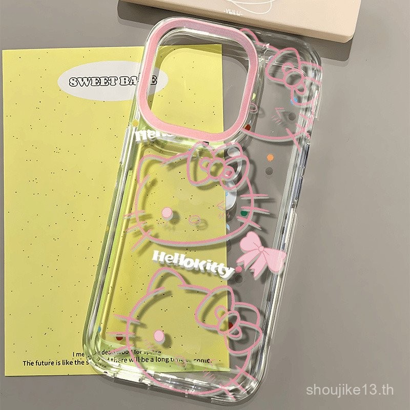 สายน่ารักคิตตี้แมวสไตล์เรียบง่ายโปร่งใสเคสโทรศัพท์นุ่ม, ป้องกันการตกหล่นสำหรับ iPhone 15 PRO MAX/11/12/13/14/7plus/8PLUS/11pro/13Pro/x/xs MAX 22uH