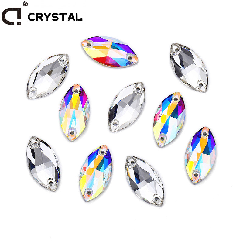 Boutique คุณภาพ Navette รูปร่างคริสตัลเย็บบน Rhinestones เย็บเครื่องประดับลูกปัดสําหรับแต่งตัว