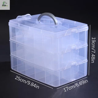 ปลาค็อด 3ชั้นวางซ้อนกันได้พลาสติกใสเครื่องประดับลูกปัดกล่องจัดเก็บกรณีภาชนะที่มีตัวแบ่งปรับได้30กริดใหม่
