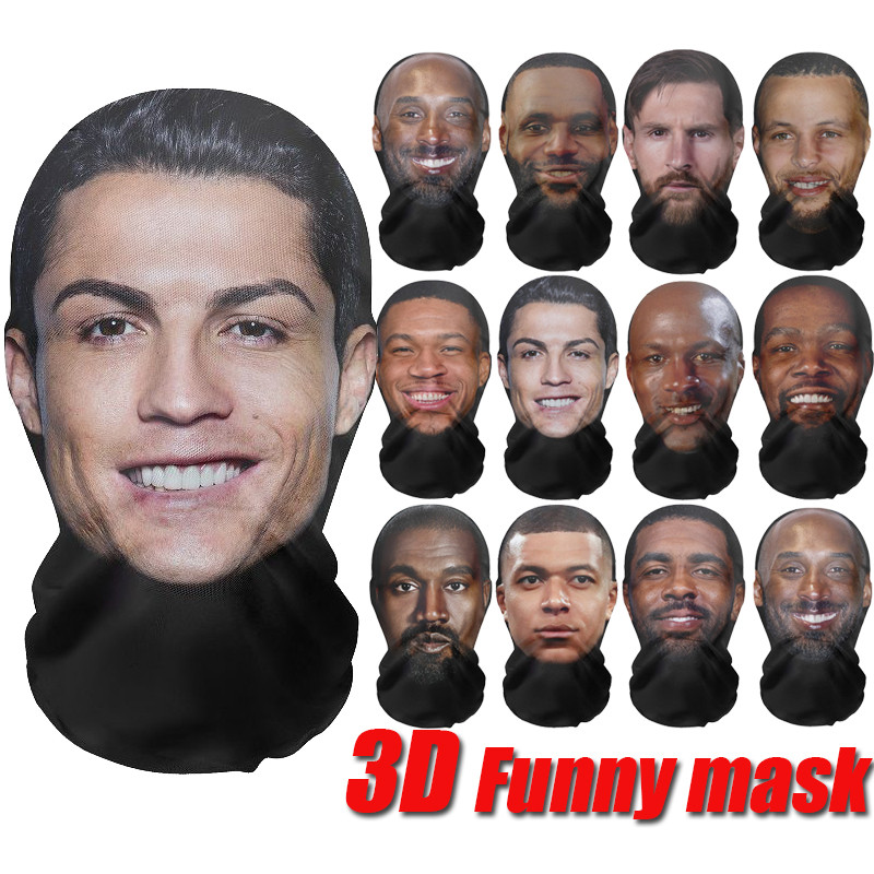 Ronaldo Messi Kobe Celebrity Full Face Mask จําลองบทบาทเล่นหมวกกันน็อค Balaclava หน้ากากฮาโลวีน Masquerade Party