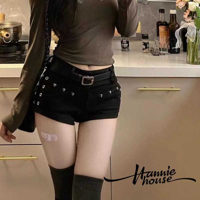 Hanie House- กางเกงขาสั้นผ้าเดนิมหมุดฤดูร้อนสําหรับผู้หญิง