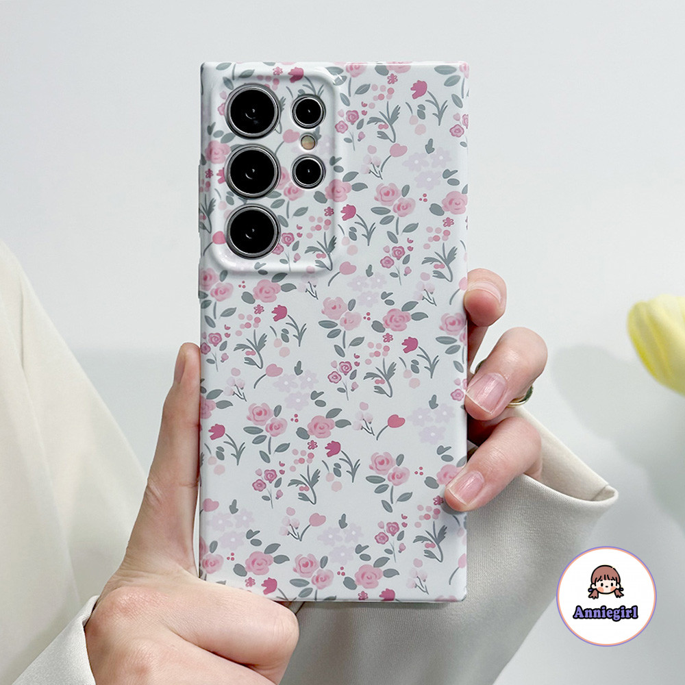 SAMSUNG เกาหลีเต็มหน้าจอดอกไม้เคสโทรศัพท์สําหรับsamsung S24Ultra S23 Plus S22 Ultra A14 A54 A12 A13-4G A21S A23 A53-5Gเลนส์ป้องกันฮาร์ดโทรศัพท์ปกหลัง