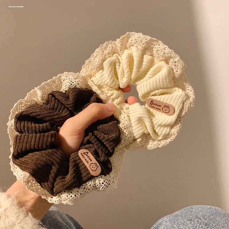 3 สีเชือกผมสีกากีผมหางม้า Scrunchies ผูกผมเครื่องประดับผมเกาหลี