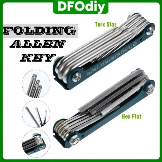 DFOdiy Allen Key HEX TORX STAR FOLDING ALLEN KEY Spanner ประแจอัลเลนชุดจักรยานจักรยานซ่อมเครื่องมือจ