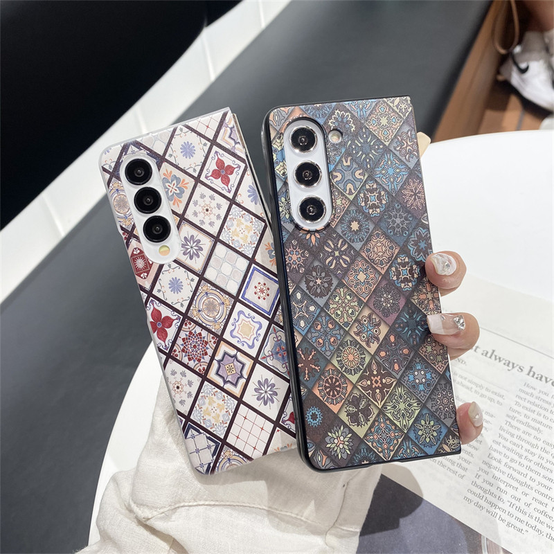 Samsung galaxy z Fold 6 Matte White รวมทุกอย่าง Hard Shock-proof เคสโทรศัพท์ galaxy z fold5 fold4 fold3 fold2 ส่วนบุคคลภาพประกอบสไตล์จีน PC เคสป้องกัน