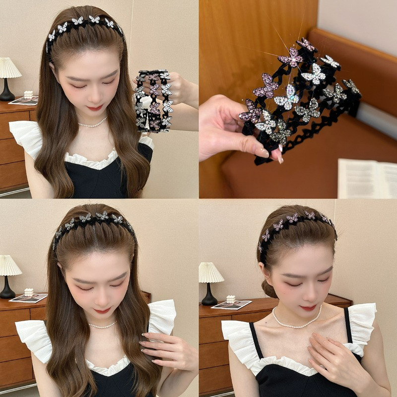 แฟชั่น Bling Shine ผีเสื้อ Hairbands Headwear เครื่องประดับผม