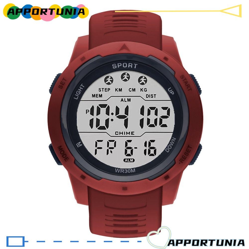 นาฬิกาสปอร์ต APPORTUNIA นาฬิกาอิเล็กทรอนิกส์แบบสบาย ๆ กันน้ํา หน้าจอขนาดใหญ่คุณภาพสูง Simple Night Glow นาฬิกาดิจิตอลผู้ชาย