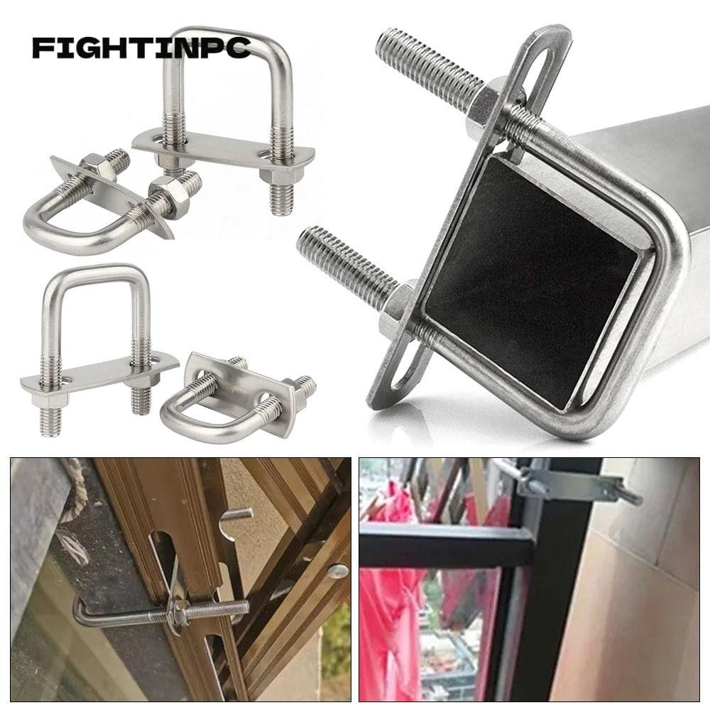 2 ชุดท่อ U-Clamp, สกรูมุมขวา U-Bolt แคลมป์สี่เหลี่ยม, 304 สแตนเลส M6 พร้อม Baffle Squa Bolt