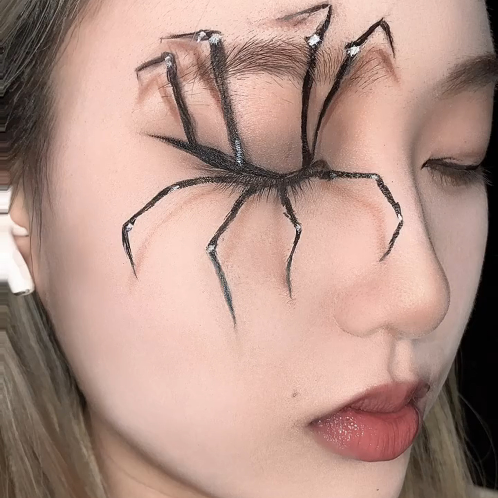 🍀 Halloween Decayed Spider Colored Face Patch Washable Dark Horror Real Natural Makeup
