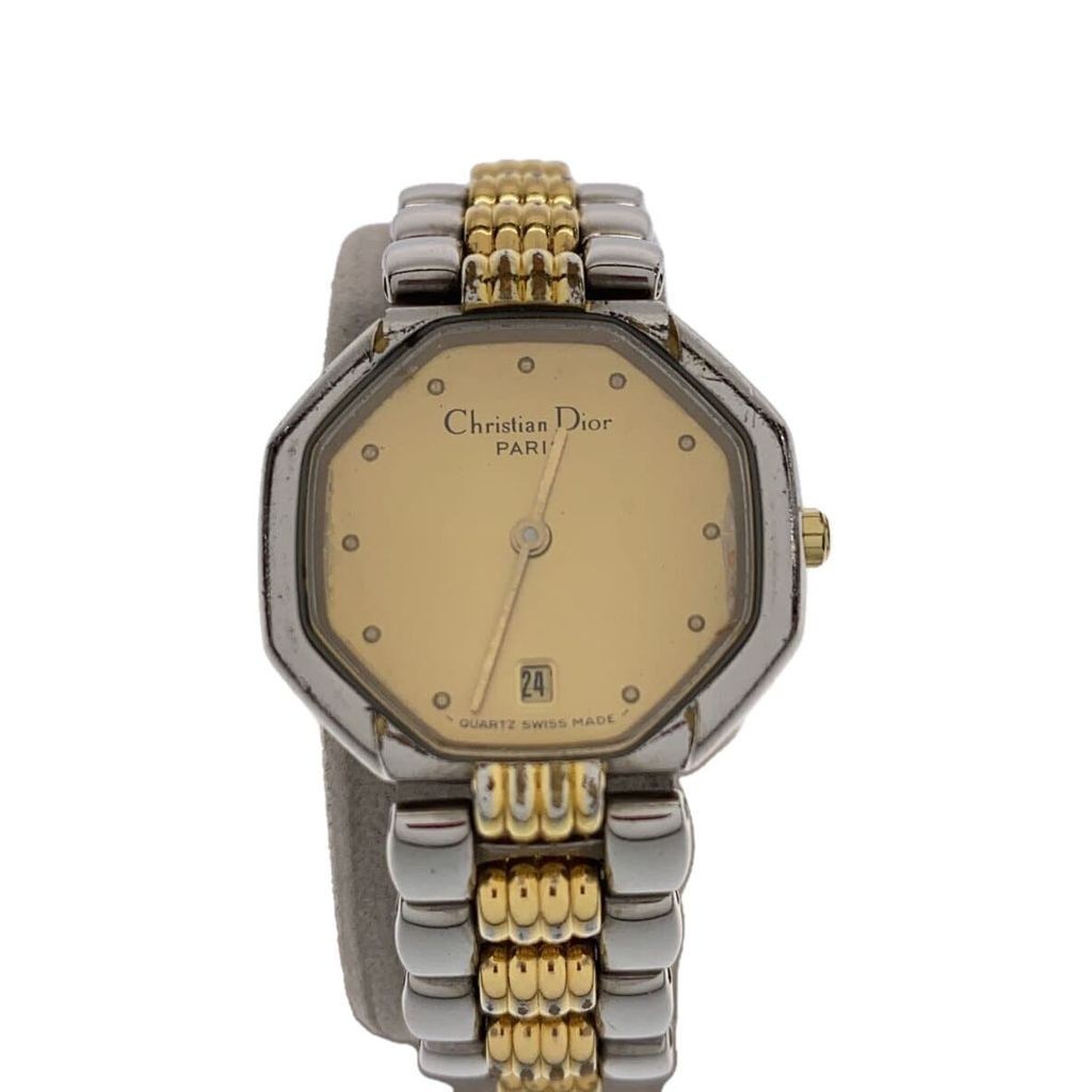 Christian Dior Womens Quartz Watch Analog -- GLD SLV D48-203 Direct from Japan Secondhand