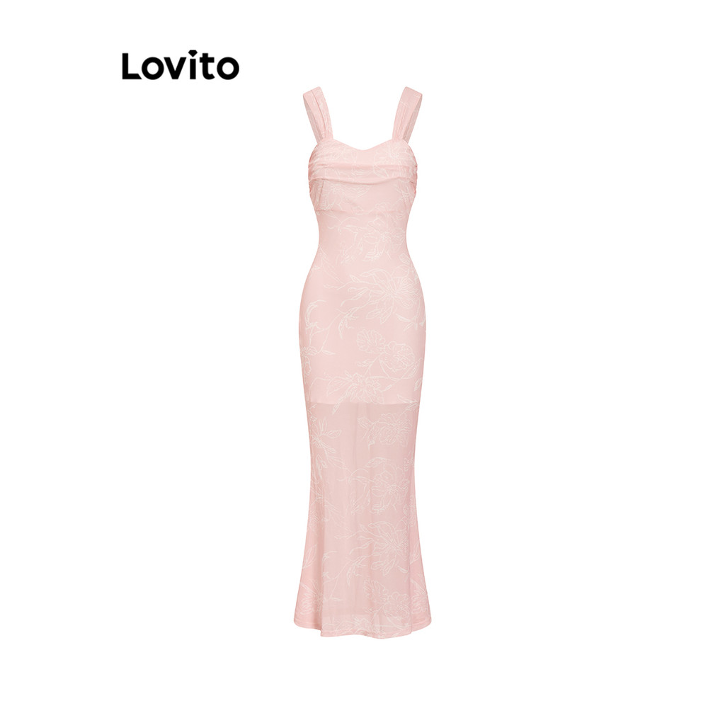 Lovito ชุดตาข่ายตัดกันลายดอกไม้ ลายดอกเดซี่สีตัดกันหรูหราสำหรับผู้หญิง L106AD103