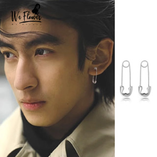 เราดอกไม้สไตล์ s925 Silver Safety Pins Hook ต่างหูสําหรับผู้…