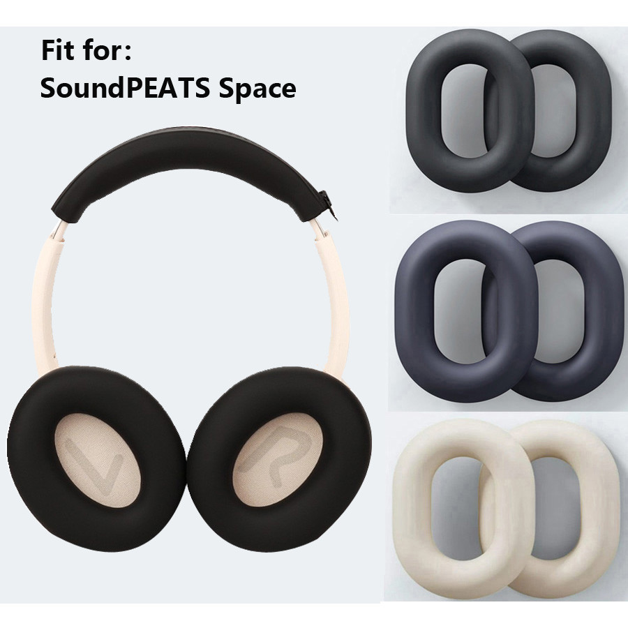 2 ชิ้น/เซ็ตซิลิโคนแผ่นรองหูฟังสําหรับ SoundPEATS Space ชุดหูฟัง,สําหรับ SoundPEATS Space อุปกรณ์เสริมซิลิโคน Soft Skin Protector