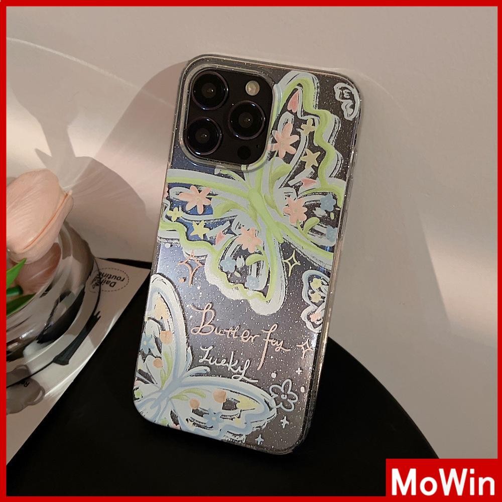 Movin - เคส iPhone 16 Pro Max iPhone 11 เคสใสแบบแวววาว TPU นุ่มสีสันสดใส ผีเสื้อแสนสวยน่ารัก Compatible iPhone15 Pro max 14 13 12 Pro max XS XR 7 Plus 8 Plus