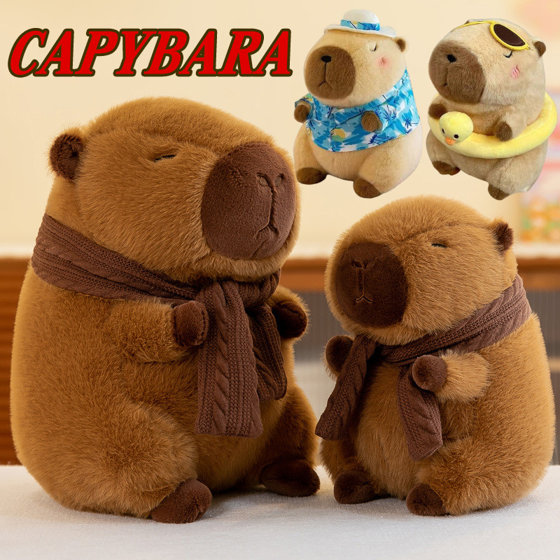 Capybara ตุ๊กตาตุ๊กตา ตุ๊กตาคาปิบาร่า ผ้าพันคอที่ถอดออกได้ ของขวัญวันเกิด