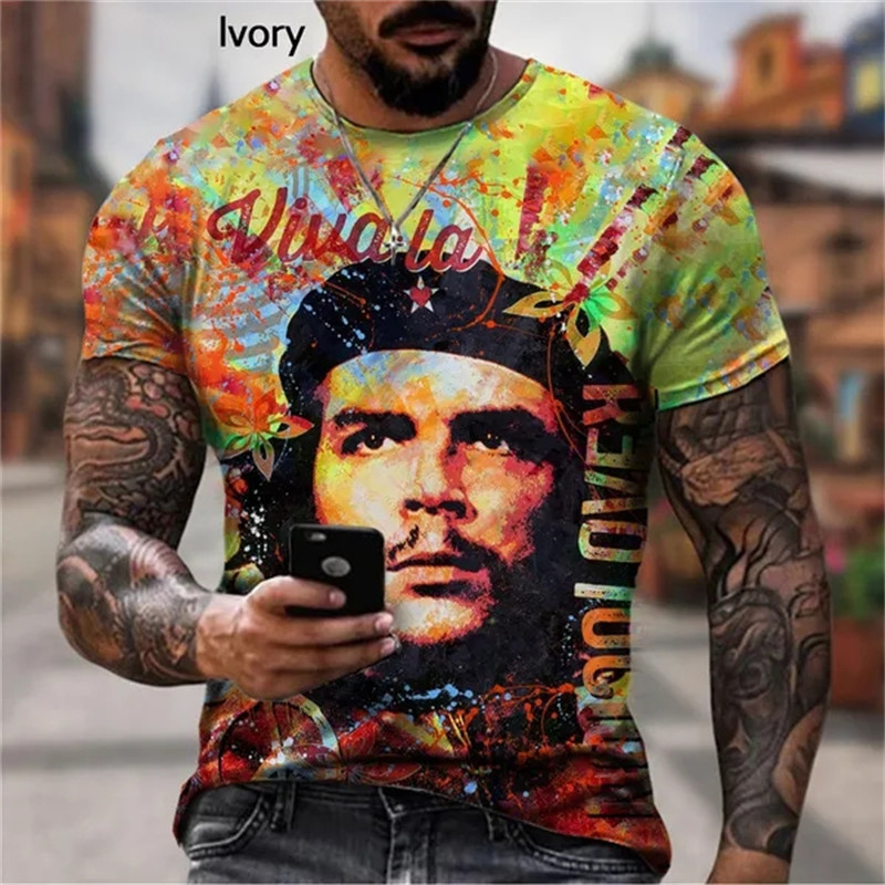 ฤดูร้อนใหม่แฟชั่น Che Guevara Retro 三维 พิมพ์เสื้อยืดผู้ชายผู้หญิงสบายๆ Harajuku Top แขนสั้น Tshirt Tees